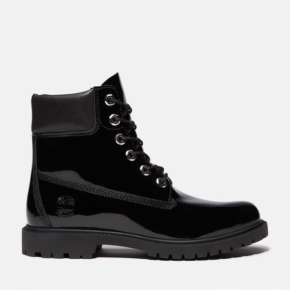 Timberland Glossy Black Patent Lace-Up Ankle Boot - 8